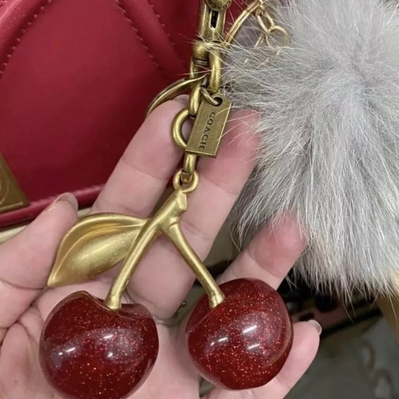 COACH Cherry Glitter Key Chain Bag Charm - Picture 4 of 5
